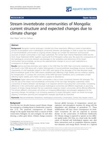 Stream invertebrate communities of Mongolia: current structure and expected changes due to climate change