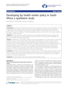 Developing lay health worker policy in South Africa: a qualitative study