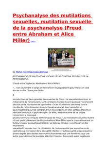 Psychoanalysis of sexual mutilation, sexual mutilation of psychoanalysis (Freud between Abraham and Alice Miller) (fr-angl)