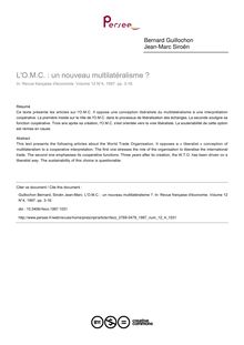 L O.M.C. : un nouveau multilatéralisme ? - article ; n°4 ; vol.12, pg 3-16