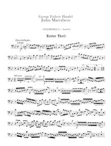 Partition violoncelles/Basses, Judas Maccabaeus, HWV 63, Handel, George Frideric