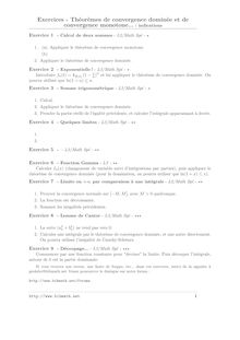 Exercices - Théorèmes de convergence dominée et de convergence ...