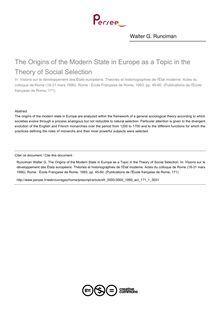 The Origins of the Modern State in Europe as a Topic in the Theory of Social Selection - article ; n°1 ; vol.171, pg 45-60