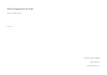 Partition complète, 2 Fragmentos de Safo, Two Safo Fragments, Delgado, João Pedro