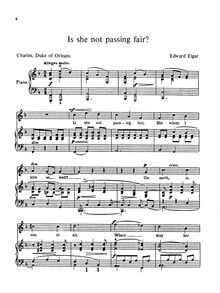 Partition complète, Is she not passing fair, Elgar, Edward