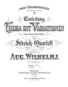 Partition violoncelle, Einleitung, Thema mit Variationen nach Franz Schubert für Streichquartett