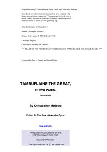 Tamburlaine the Great — Part 1