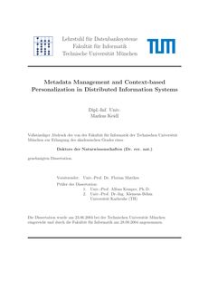 Metadata management and context based personalization in distributed information systems [Elektronische Ressource] / Markus Keidl