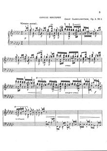 Partition No.1 - Caprice Burlesque, 2 Piano pièces, Op.3, Gabrilowitsch, Ossip