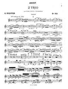 Partition violon, Piano Trio No.2, Op.103, Pfeiffer, Georges Jean