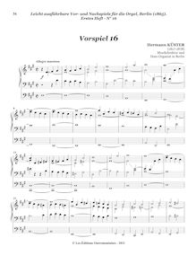 Partition Vorspiel 16, Leicht ausführbare Vor- und Nachspiele für die Orgel, bande 1