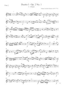 Partition flûte 2 , partie, 6 duos pour 2 flûtes, Op.2, Quantz, Johann Joachim