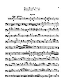 Partition basson 1, 2, Symphony No.83 en G minor, “La poule”, Sinfonia No.83