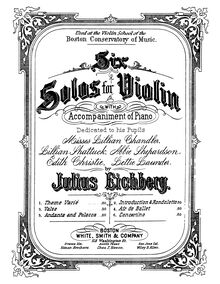 Partition de violon, 6 Solos pour violon et Piano, Eichberg, Julius
