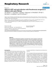 CD14 C-159T and early infection with Pseudomonas aeruginosain children with cystic fibrosis