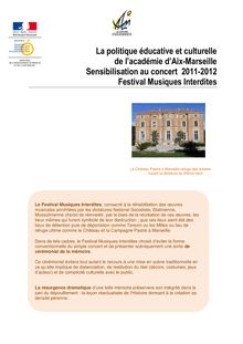 La politique éducative et culturelle de l académie d Aix Marseille