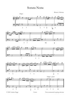 Partition complète, Sonata Nona pour solo instrument et basso continuo