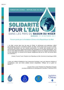 Forum porté par la fondation Chirac et la République du Mali