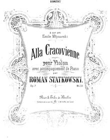 Partition de piano, Alla Cracovienne, D major, Statkowski, Roman