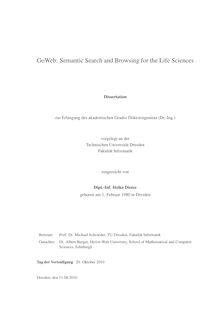 GoWeb: semantic search and browsing for the life sciences [Elektronische Ressource] / eingereicht von Heiko Dietze