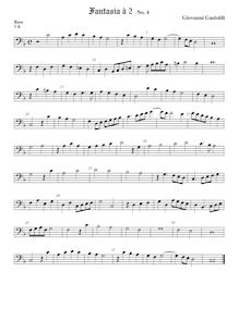 Partition viole de basse, fantaisies pour 2 violes de gambe, Gastoldi, Giovanni Giacomo par Giovanni Giacomo Gastoldi
