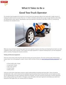 What It Takes to Be a Good Tow-Truck Operator