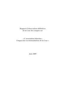 Rapport d observations définitives de la Cour des comptes sur L association Sidaction : l impact des recommandations de la Cour