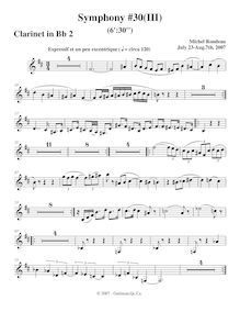 Partition clarinette 2, Symphony No.30, A major, Rondeau, Michel par Michel Rondeau