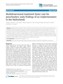 Multidimensional treatment foster care for preschoolers: early findings of an implementation in the Netherlands