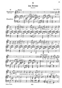 Partition complète, transposition pour low voix (G major), Am Strome, D.539 (Op.8 No.4)