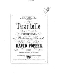 Partition de violoncelle, Tarantella, Op.33, Popper, David