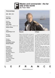Master and commander : the far side of the world de Weir Peter