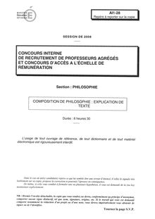 Explication de texte 2008 Agrégation de philosophie Agrégation (Interne)
