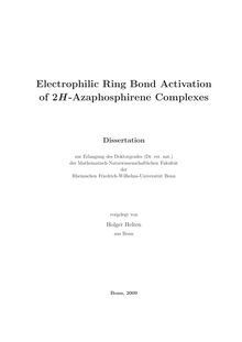 Electrophilic ring bond activation of 2H-Azaphosphirene complexes [Elektronische Ressource] / vorgelegt von Holger Helten
