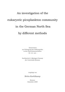 An investigation of the eukaryotic picoplankton community in the German North Sea by different methods [Elektronische Ressource] / vorgelegt von Britta Knefelkamp