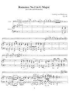 Partition de piano et partition de violoncelle, Romance pour violon et orchestre