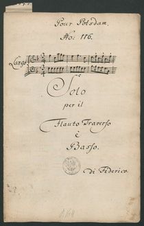 Partition complète, flûte Sonate en F major, SpiF 11, F major, Frederick II