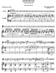 Partition violoncelle et partition de piano, Jocelyn, Op.100, Godard, Benjamin