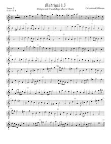 Partition ténor viole de gambe 2, octave aigu clef, madrigaux pour 5 voix par  Orlando Gibbons par Orlando Gibbons