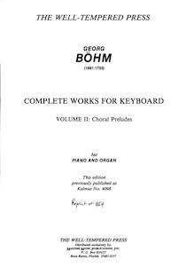 Partition Volume 2, Complete travaux pour orgue et clavecin, Böhm, Georg