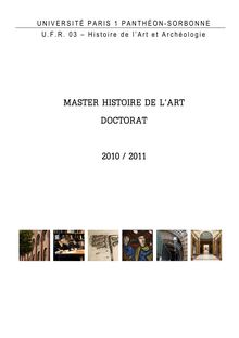 MASTER HISTOIRE DE L ART DOCTORAT 2010 / 2011