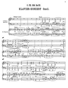 Partition complète, 6 concerts pour clavier, Wq.43, 6 Concerti per il Cembalo Concertato accompagnato da 2 Violini, Violetta e Basso; con 2 Corne e 2 Flauti per rinforza