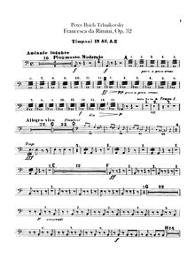 Partition timbales, basse tambour/Cymbal/Tam-Tam, Francesca da Rimini