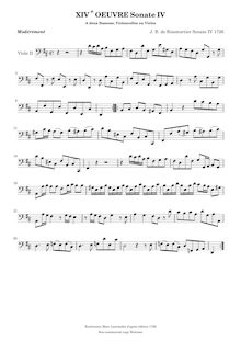 Partition viole de gambe 2, 6 sonates pour 2 bassons, violoncelles ou violes de gambe, Op.14