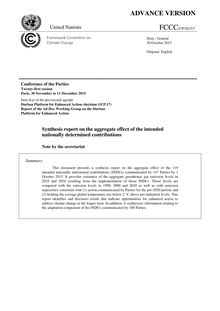 ONU - Rapport de synthèse sur les contributions nationales