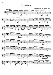 Partition No.11 - Capriccio, 24 études pour pour guitare, 24 Etudes - Instructions faciles et agréables pour la guitarre