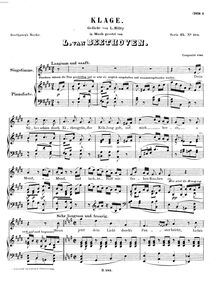 Partition complète, Klage, E major, Beethoven, Ludwig van