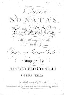 Partition violon 2, Trio sonates Op.3, Corelli, Arcangelo