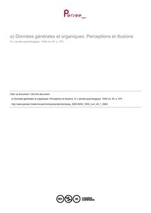 Données générales et organiques. Perceptions et illusions - compte-rendu ; n°1 ; vol.40, pg 575-575