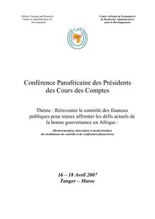 Aide mémoire de la conférence panafricaine des présidents des cours des comptes